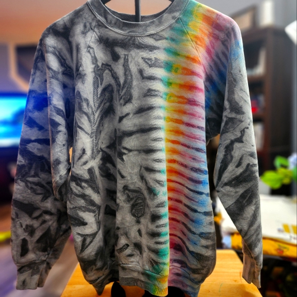CustomGray and Multicolor Tie-Dye Men's Sweater